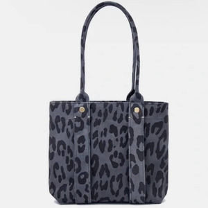 Clare V. Le Petit Cousin Mini Cat Print Gray Black Tote Bag Purse